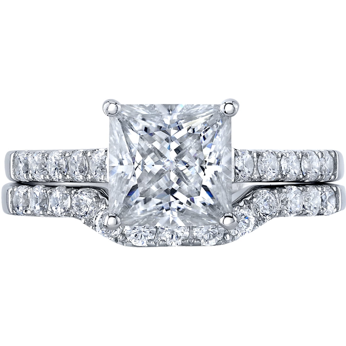 Split Shank Halo 1 3/8 CTTW Princess Cut Lab Grown Diamond Engagement Ring  in 14KT White Gold | With Clarity